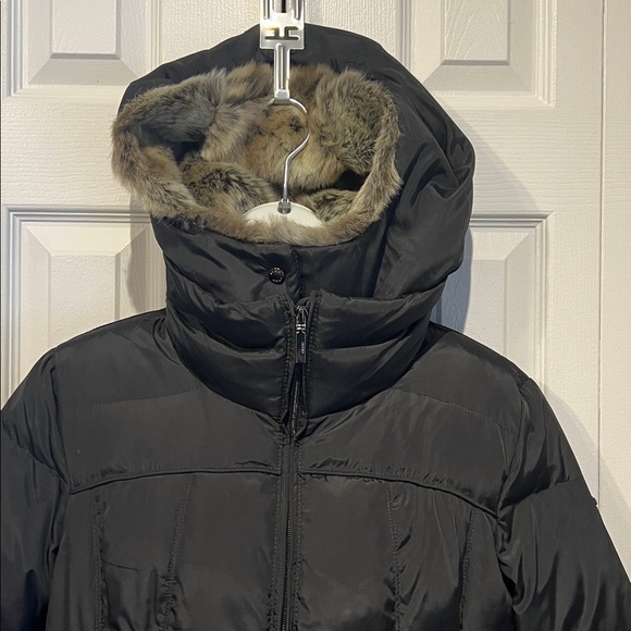 Geox Black Down-filled Hooded Parka Coat Size 12 - Picture 2 of 14